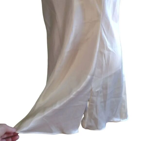 VTG 80s White Satin Floral Lace Rosette Mini Lingerie Slip Dress Small - Picture 11 of 17